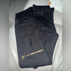 Black Pants with Gold Zipper Detail